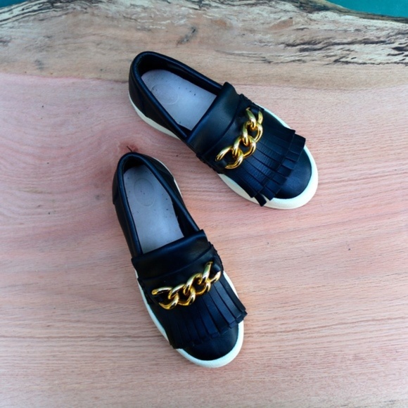 Giuseppi Zanotti Black Leather Fringe Sneakers - Picture 3 of 7